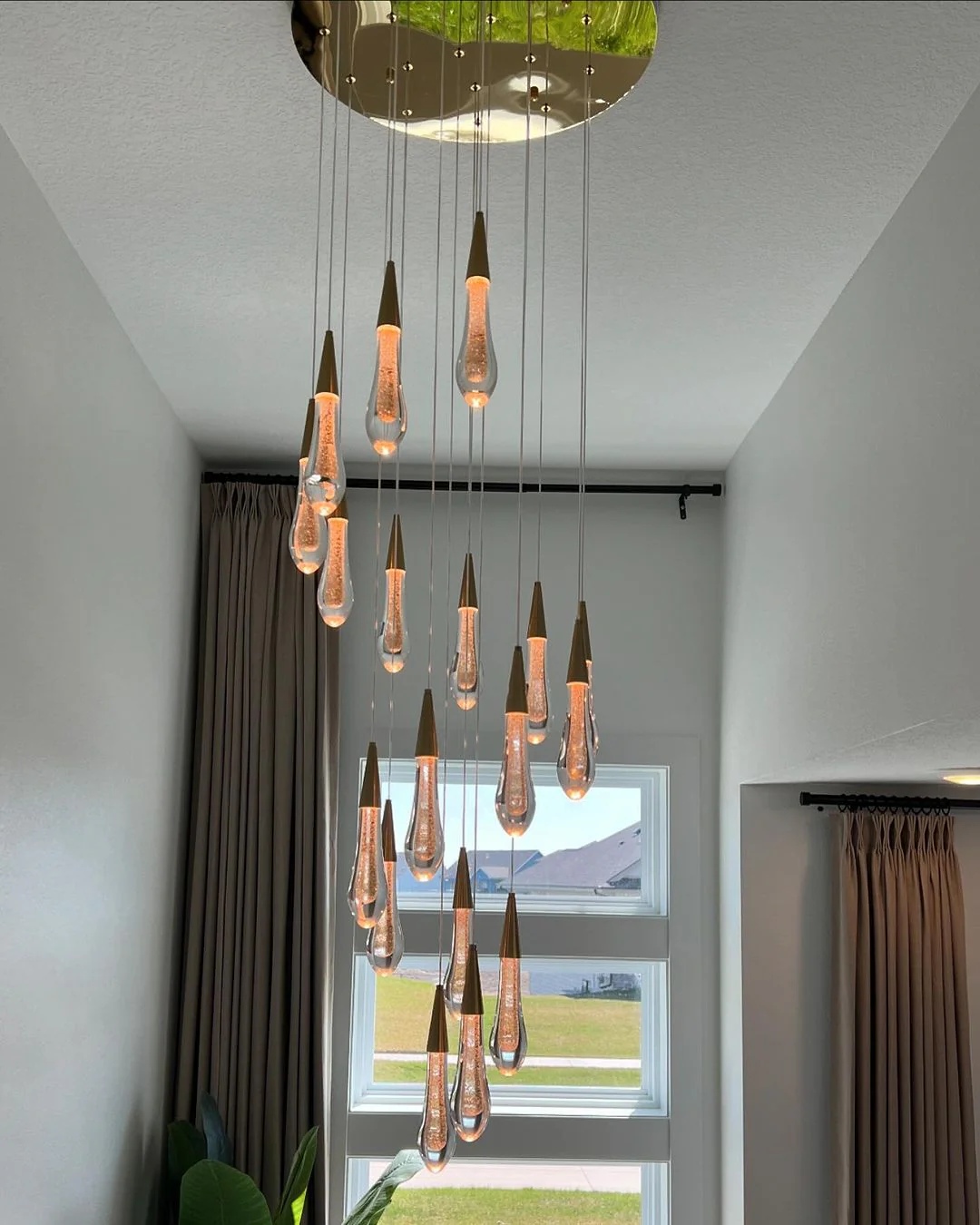 Modern Cascade Raindrop Round Spiral Crystal Chandelier for Staircase/Foyer - Image 2