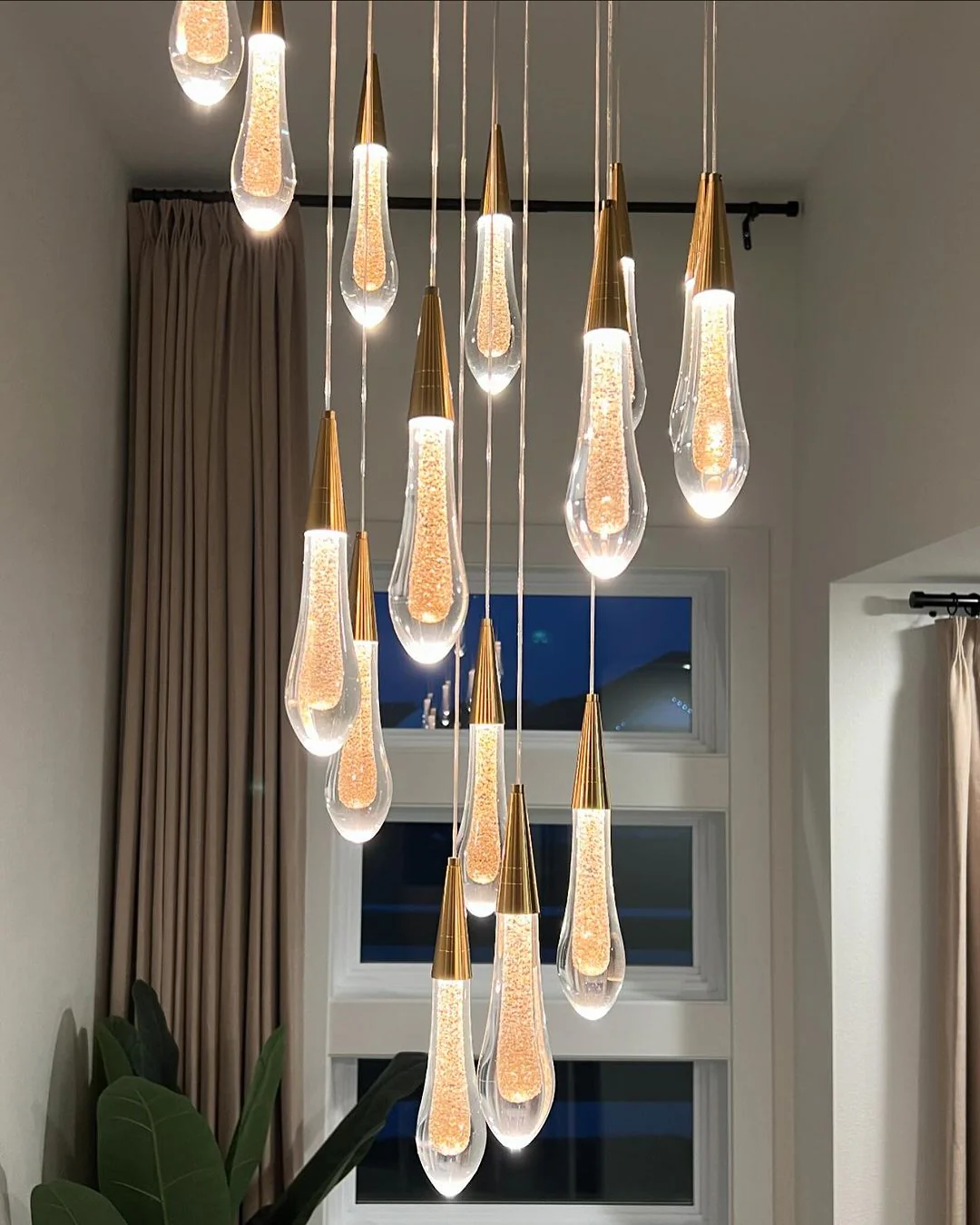 Modern Cascade Raindrop Round Spiral Crystal Chandelier for Staircase/Foyer - Image 3