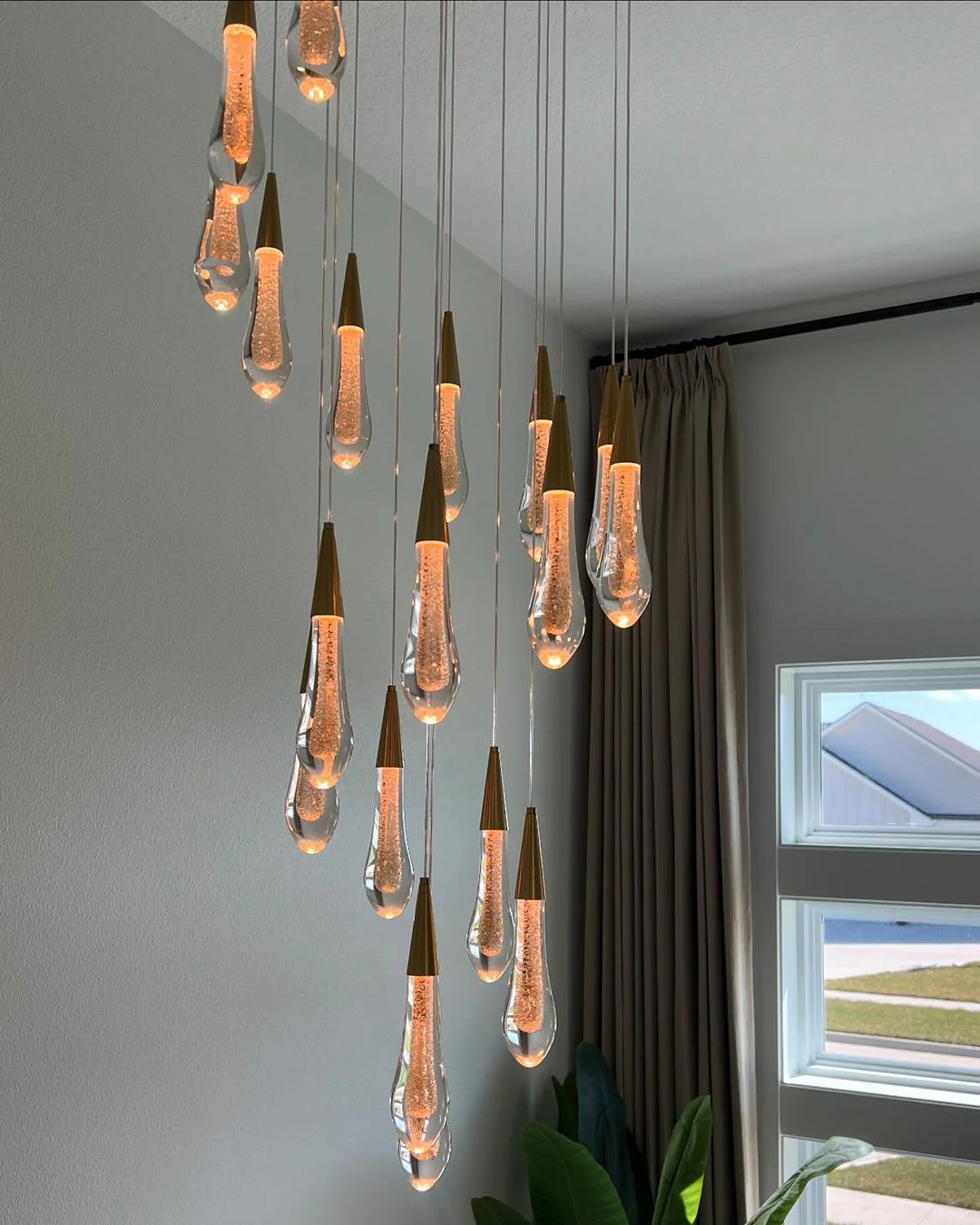 Modern Cascade Raindrop Round Spiral Crystal Chandelier for Staircase/Foyer - Image 4