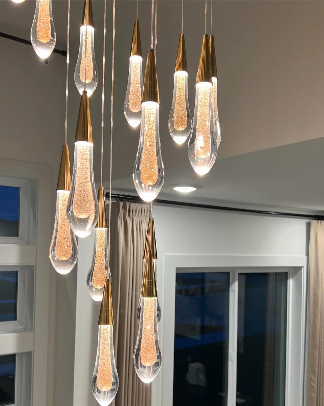 Modern Cascade Raindrop Round Spiral Crystal Chandelier for Staircase/Foyer - Image 6