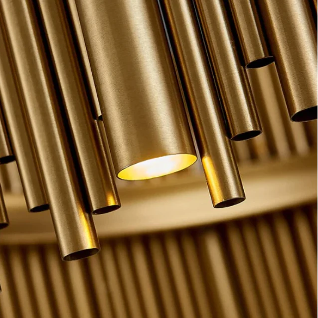 Modern Classic Round Fashion Gold Tube Pendant Chandelier for Living/Dining Room - Image 8