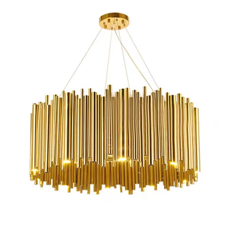 Modern Classic Round Fashion Gold Tube Pendant Chandelier for Living/Dining Room - Image 9