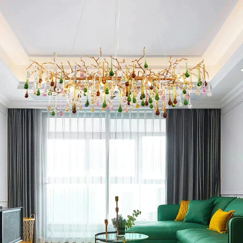 Modern Colorful Crystal Linear Branch Chandelier For Living Room - Image 2