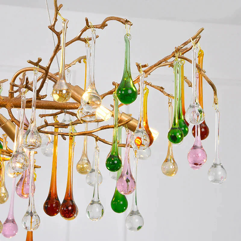 Modern Colorful Crystal Linear Branch Chandelier For Living Room - Image 3