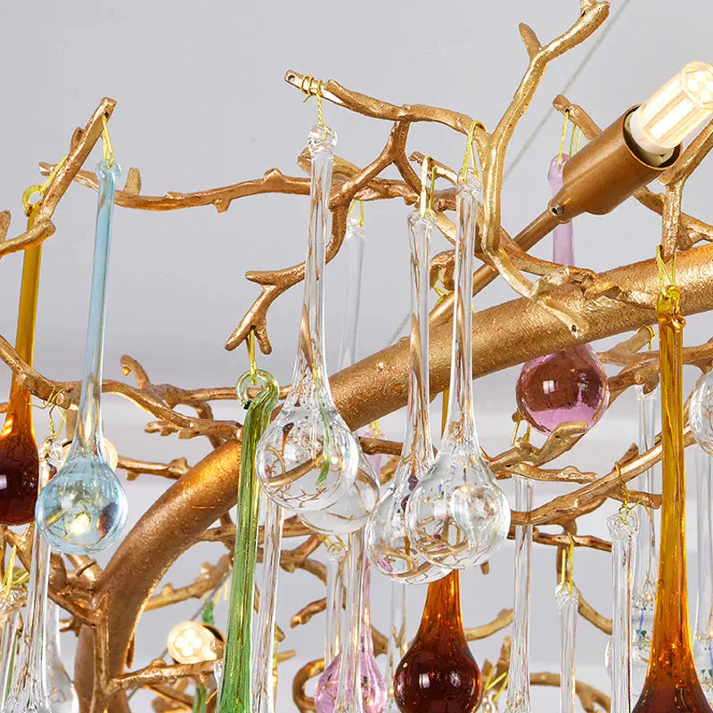 Modern Colorful Crystal Linear Branch Chandelier For Living Room - Image 4