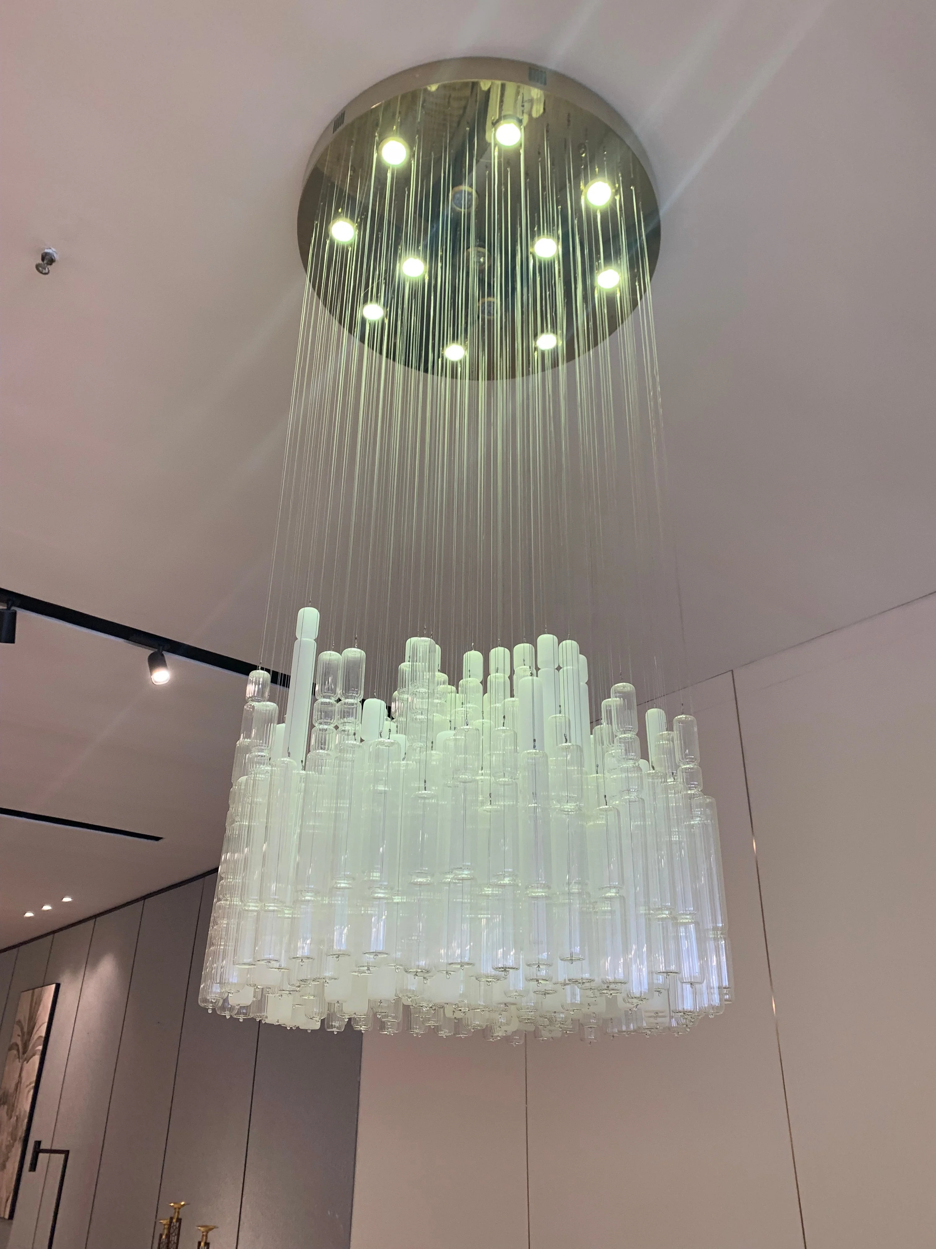 Modern Creative Art Design White&Transparent Tube  Chandelier for Staircase/Foyer/Living Room - Image 4