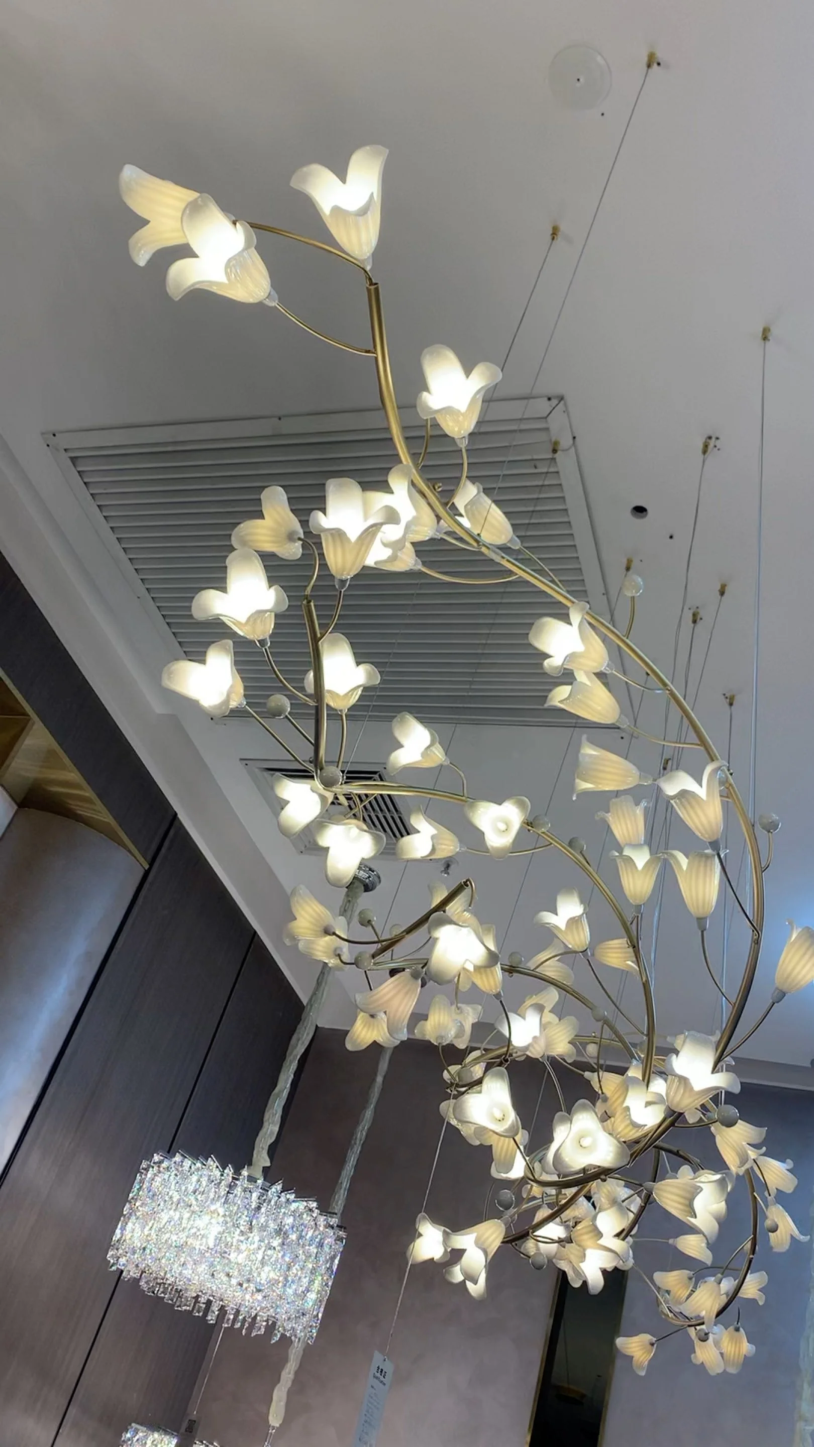 Modern Brass Branch Ceramics Flower Chandelier for Stylish Living Room Hotel and Restaurant - Image 17