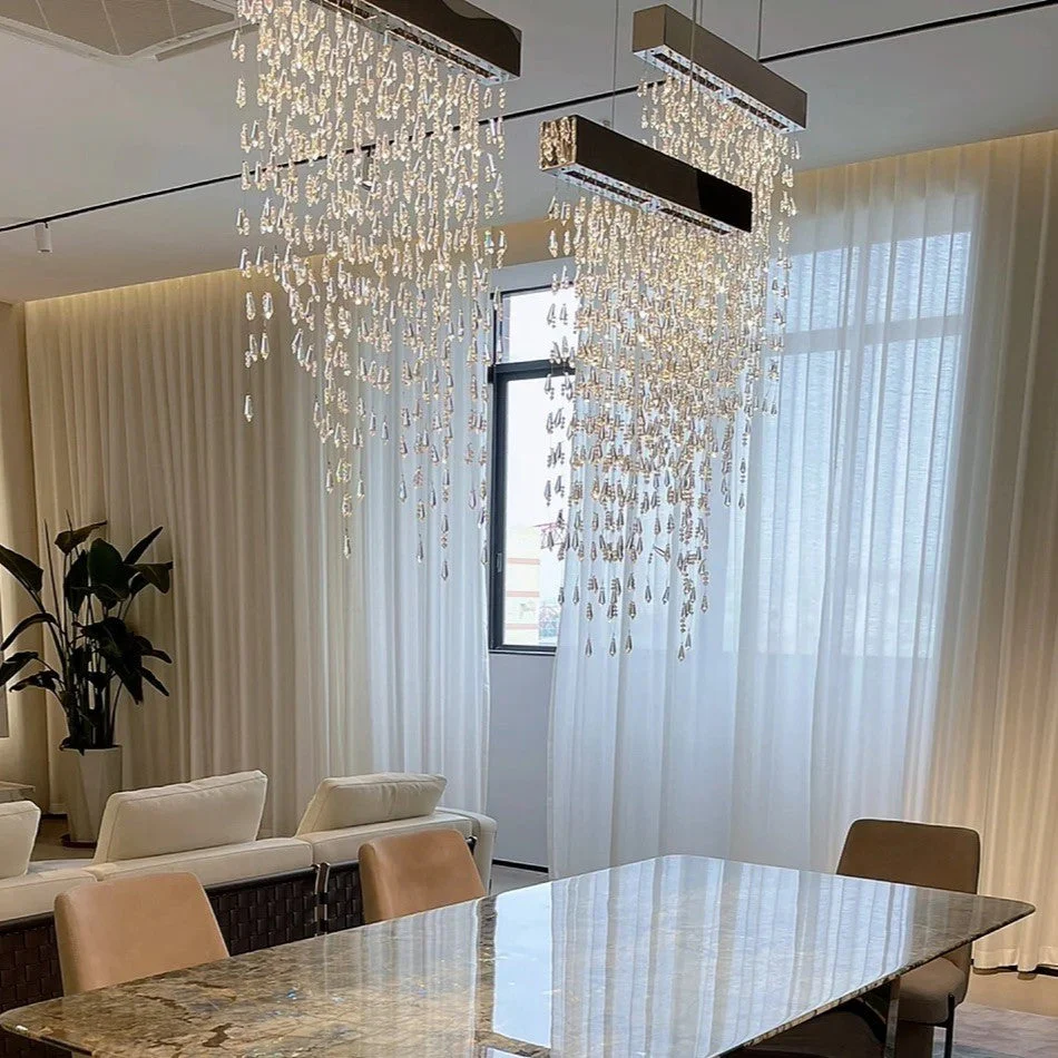Modern Creative Waterfall Tassel Crystal Chandelier for Dining Room/Kitchen Island - Image 12