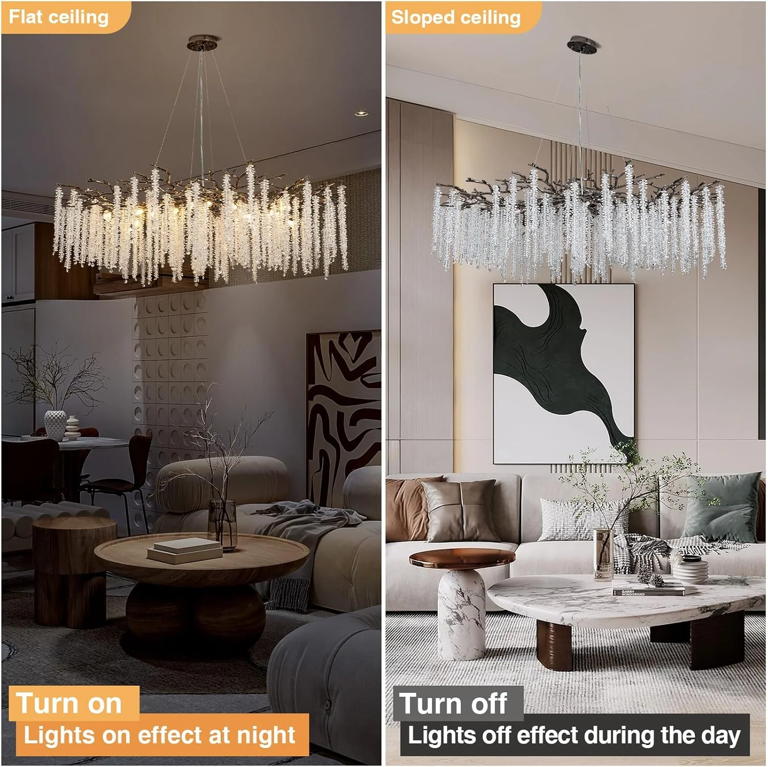 Modern Crystal Chandelier for Dining Room, Black Luxury Round Tree Branches Design - Image 4