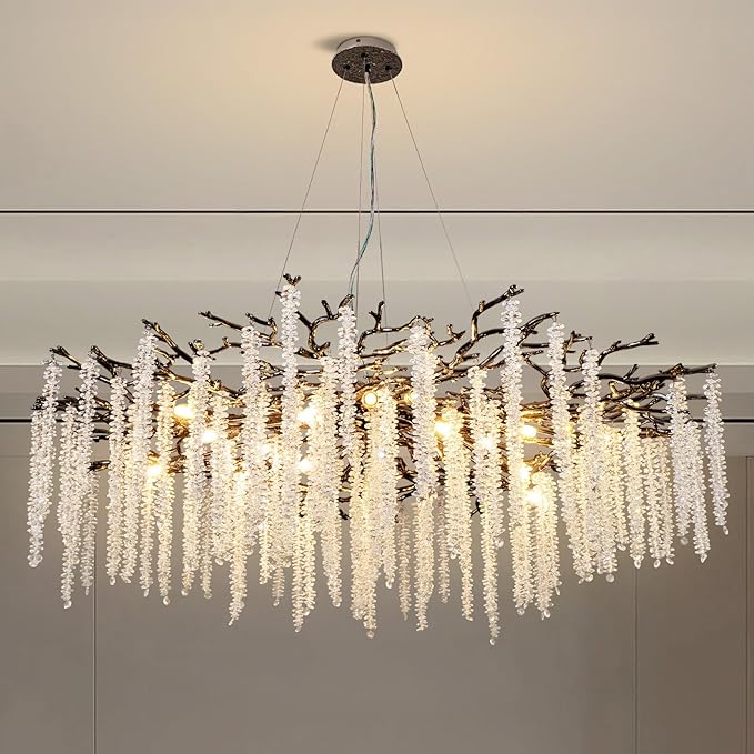 Modern Crystal Chandelier for Dining Room, Black Luxury Round Tree Branches Design - Image 8
