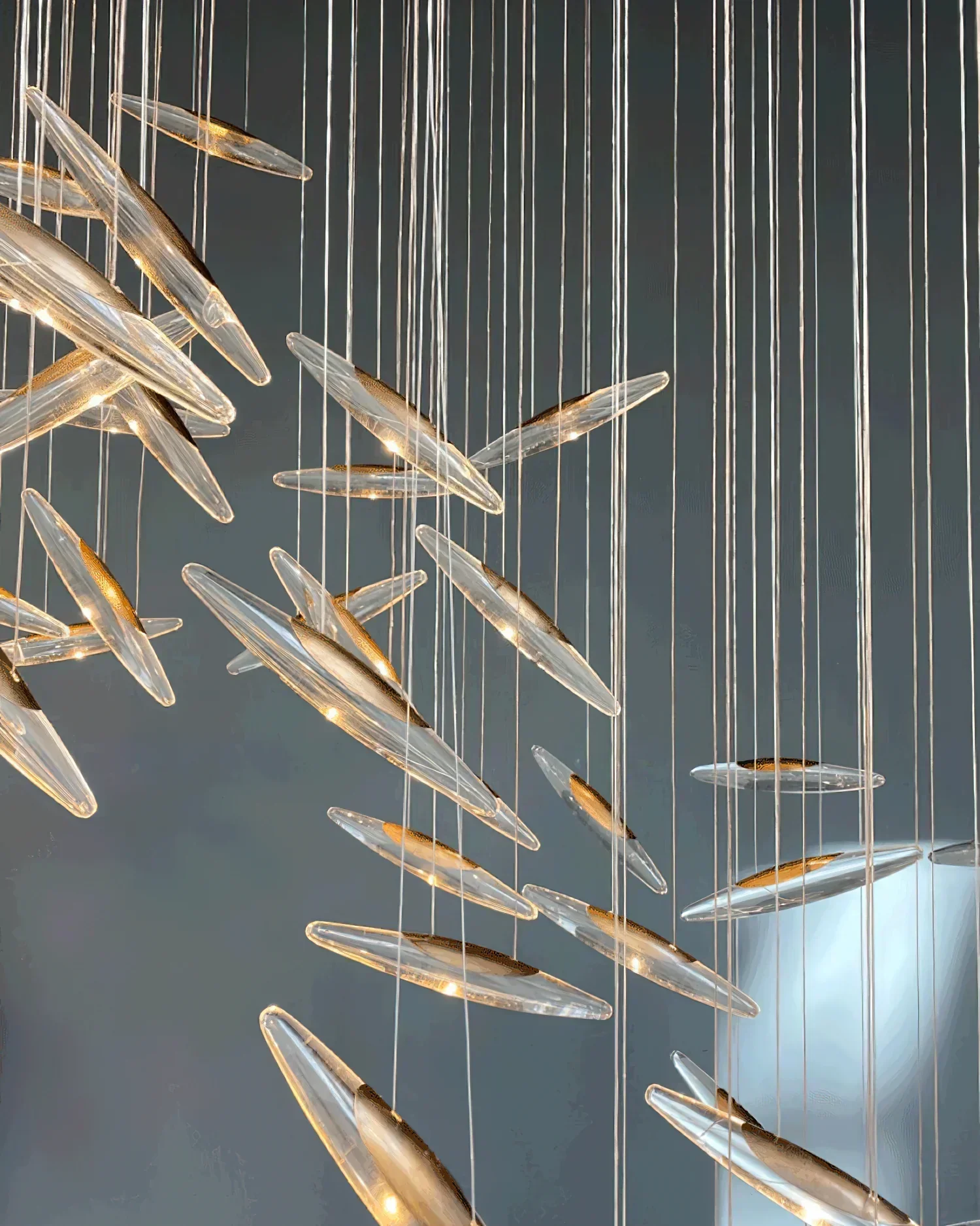 Modern Crystal Whispers LED Floating Light Fixture Artistic Chandelier for Hall - Image 2