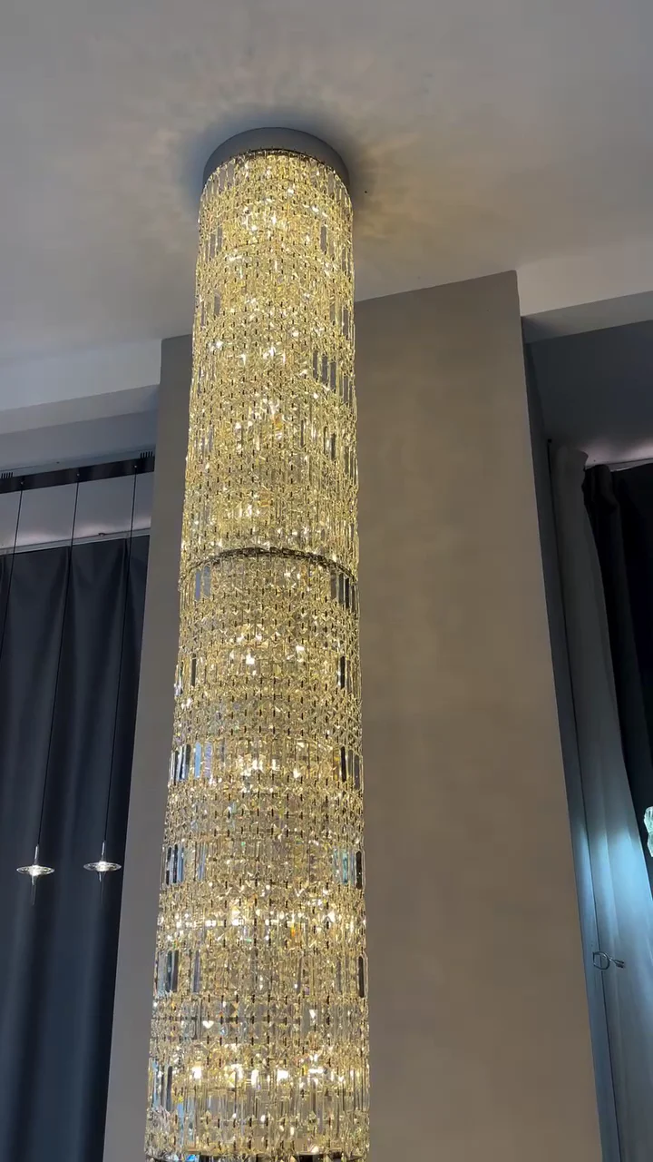 Modern Cylindrical Crystal Chandelier - Image 2