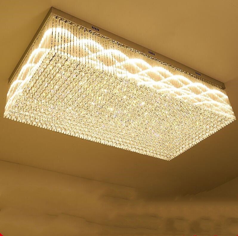 Modern&Luxury Extra Flush Mount Rectangle Crystal Chandelier - Image 2