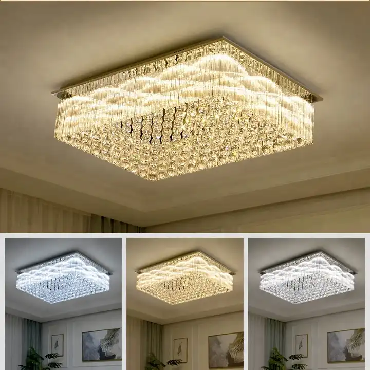 Modern&Luxury Extra Flush Mount Rectangle Crystal Chandelier - Image 3