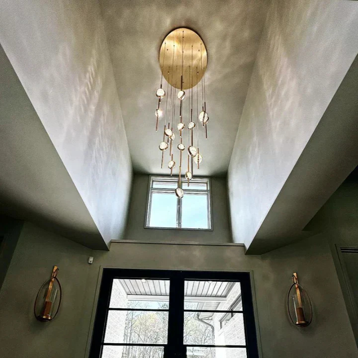 Modern Floating Galss Ball Brass Chandelier for High-ceiling - Image 3