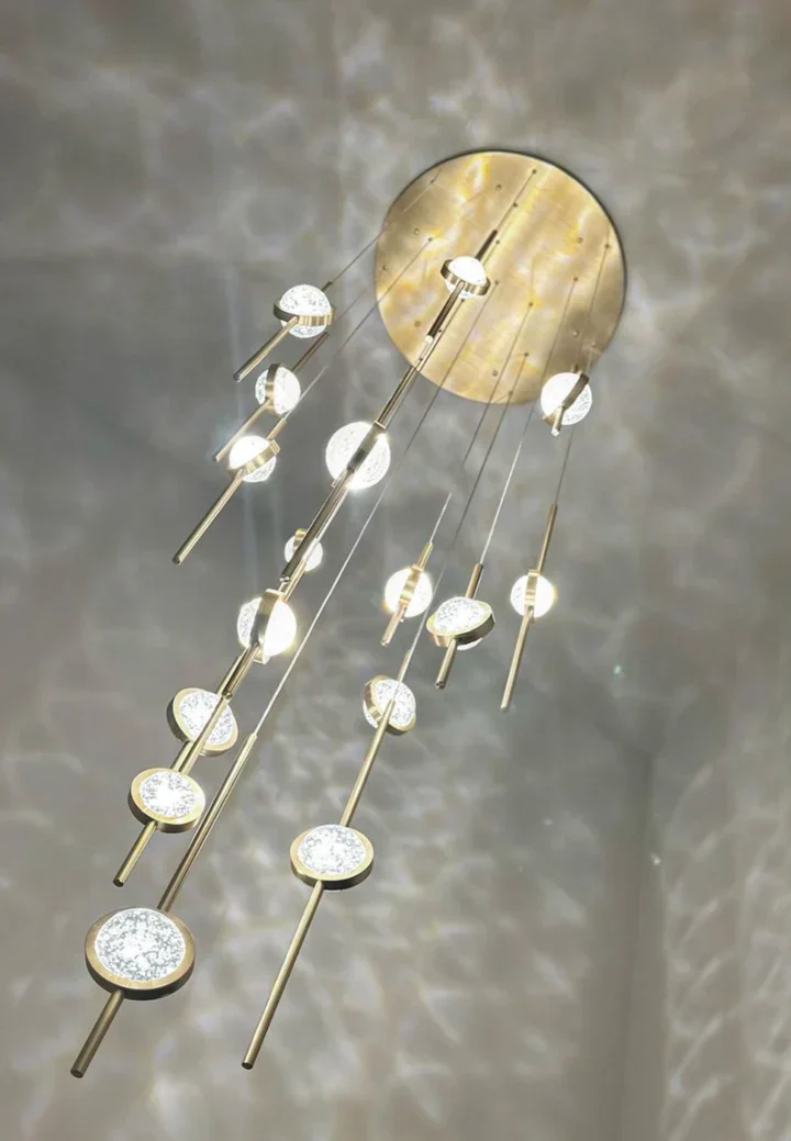 Modern Floating Galss Ball Brass Chandelier for High-ceiling - Image 5