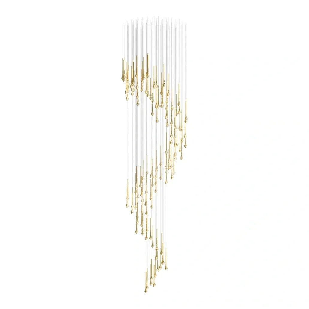 Modern Floating Long Gold Pendant Celing Chandelier for Living Room/High-ceiling - Image 5