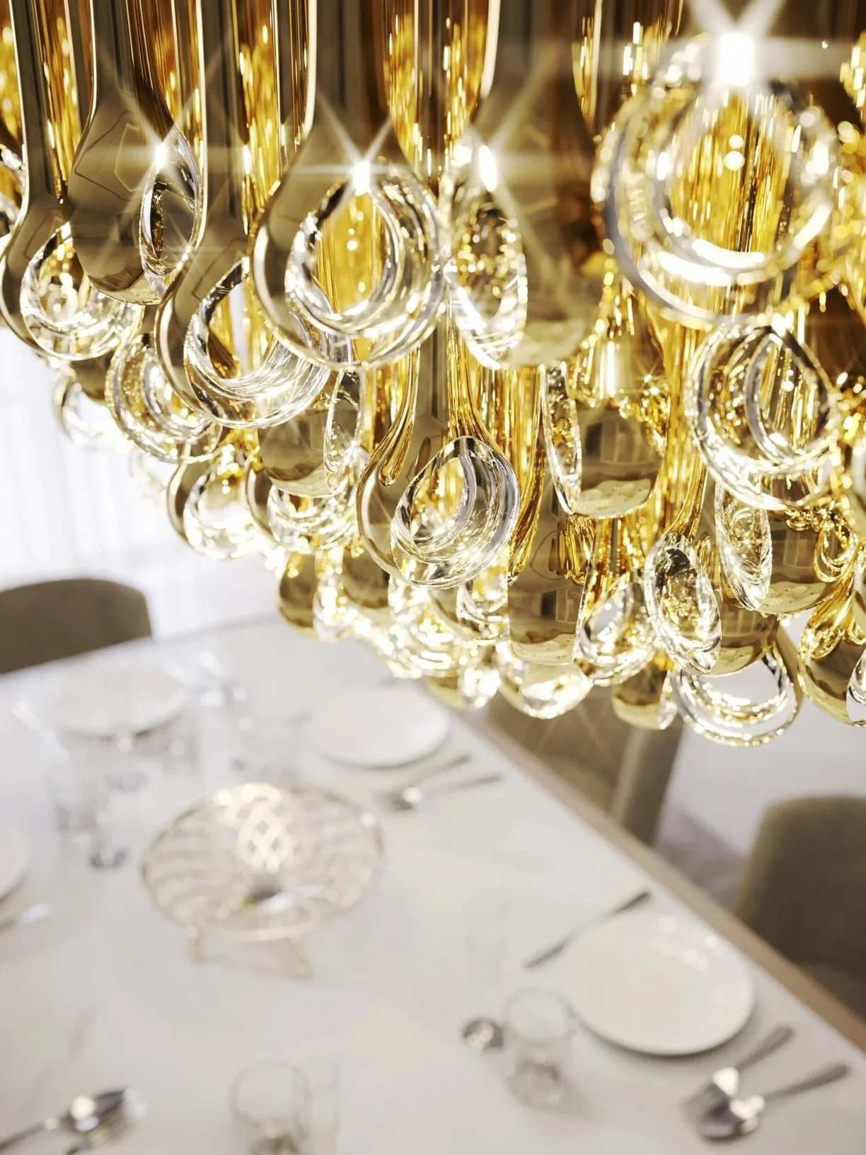 Modern Floating Long Gold Pendant Celing Chandelier for Living Room/High-ceiling - Image 7