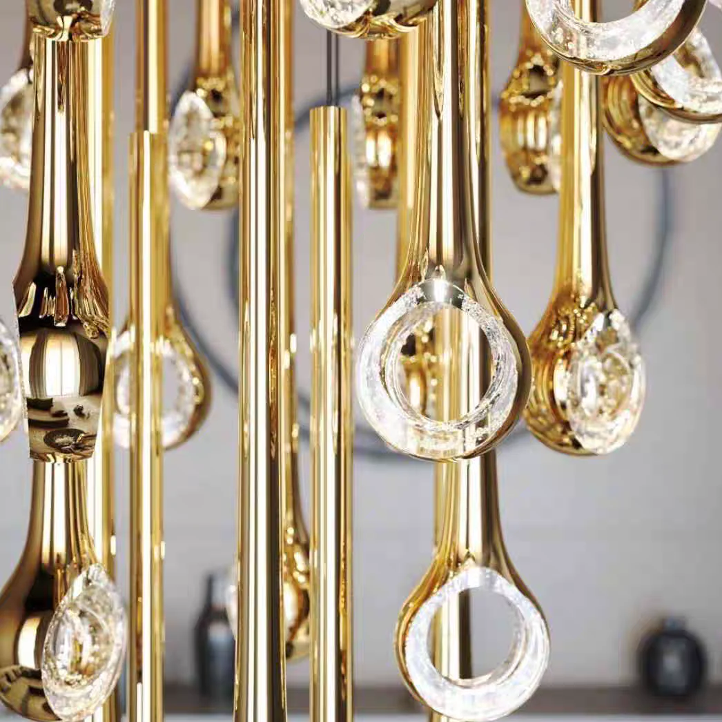 Modern Floating Long Gold Pendant Celing Chandelier for Living Room/High-ceiling - Image 8
