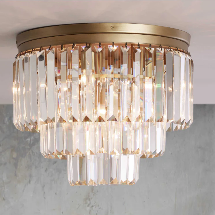 Modern Tiered Flush Mount Crystal Chandelier - Image 2