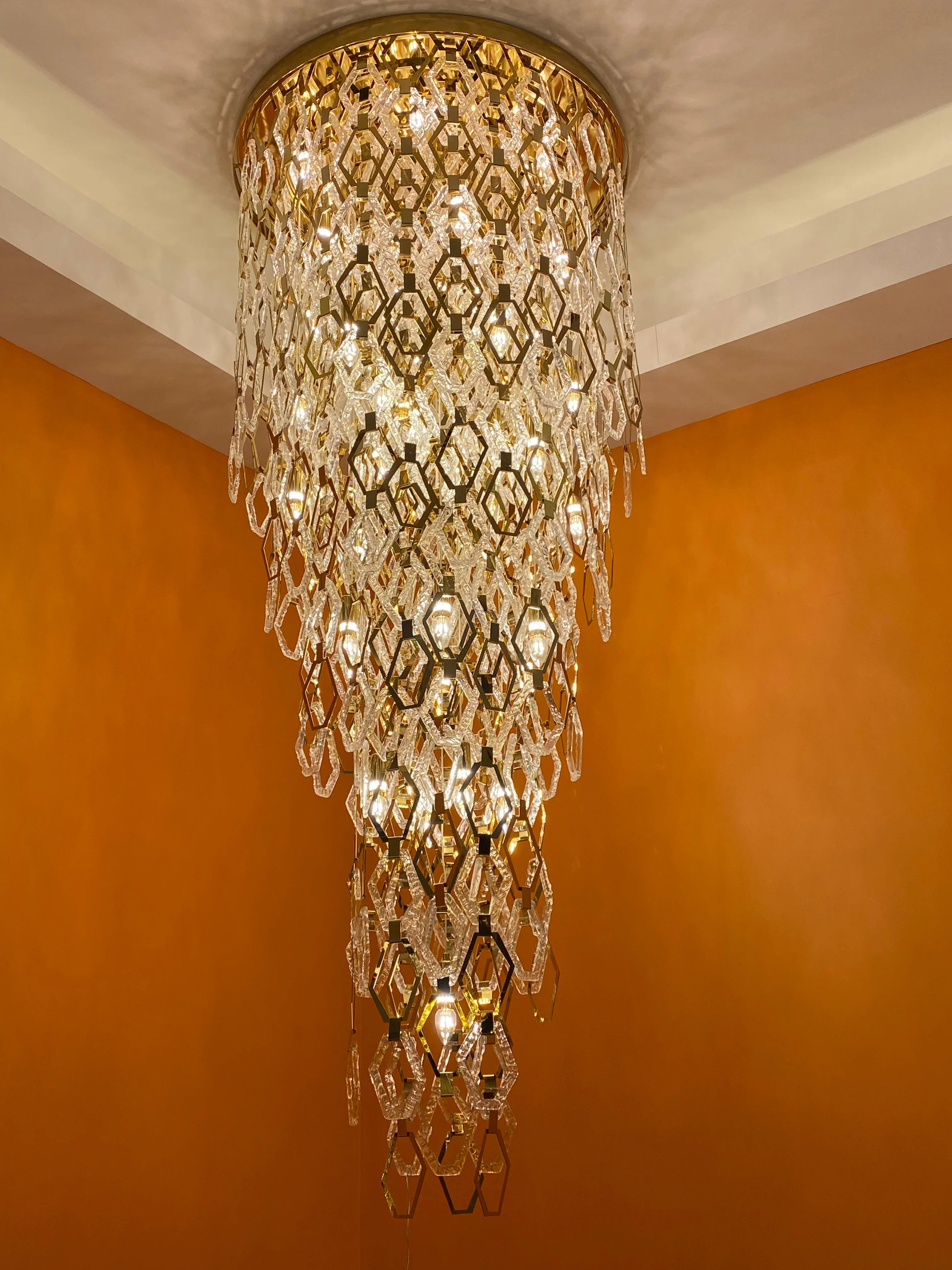 Modern Flush Mount Hexagon Crystal Chandelier for Staircase/Foyer - Image 2
