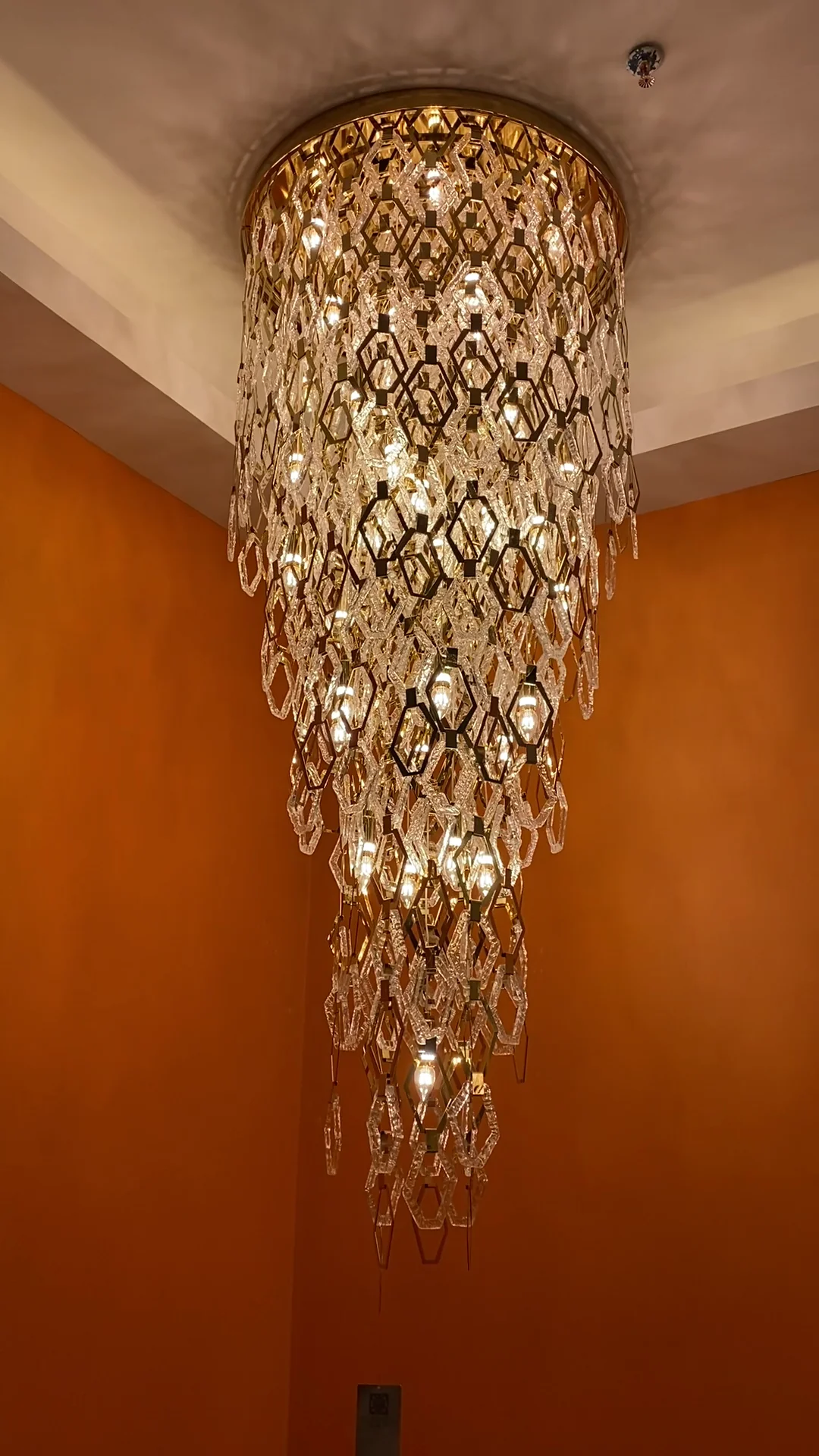 Modern Flush Mount Hexagon Crystal Chandelier for Staircase/Foyer - Image 3