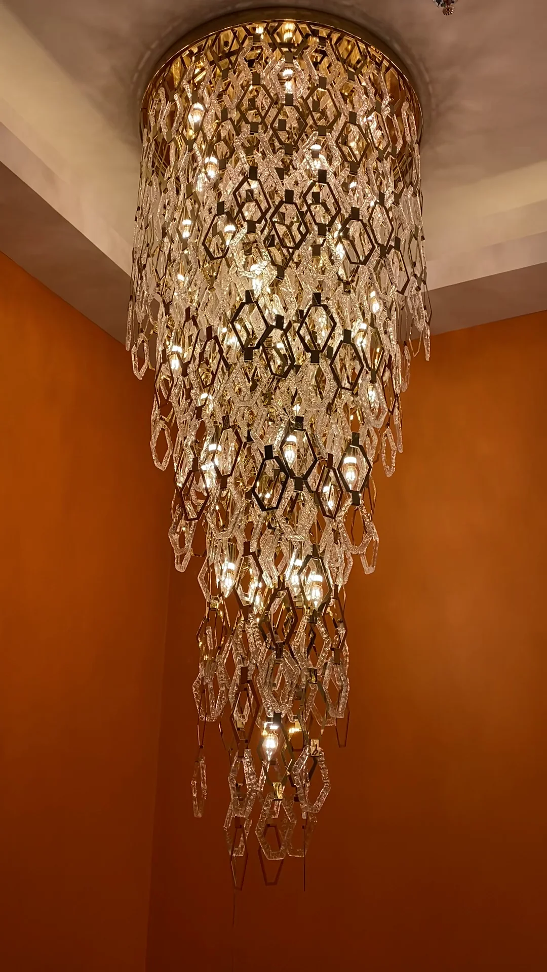Modern Flush Mount Hexagon Crystal Chandelier for Staircase/Foyer - Image 4