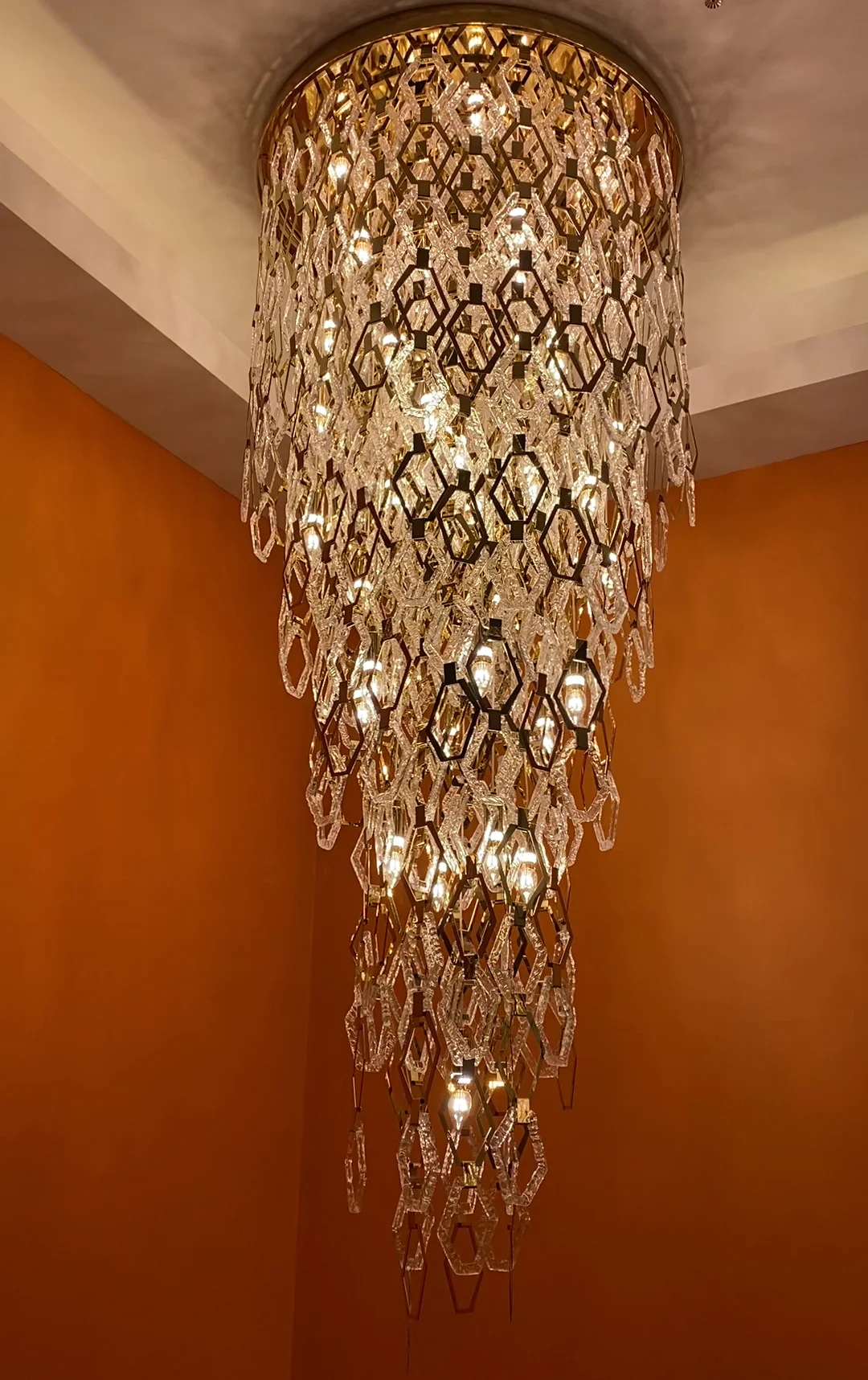Modern Flush Mount Hexagon Crystal Chandelier for Staircase/Foyer - Image 5