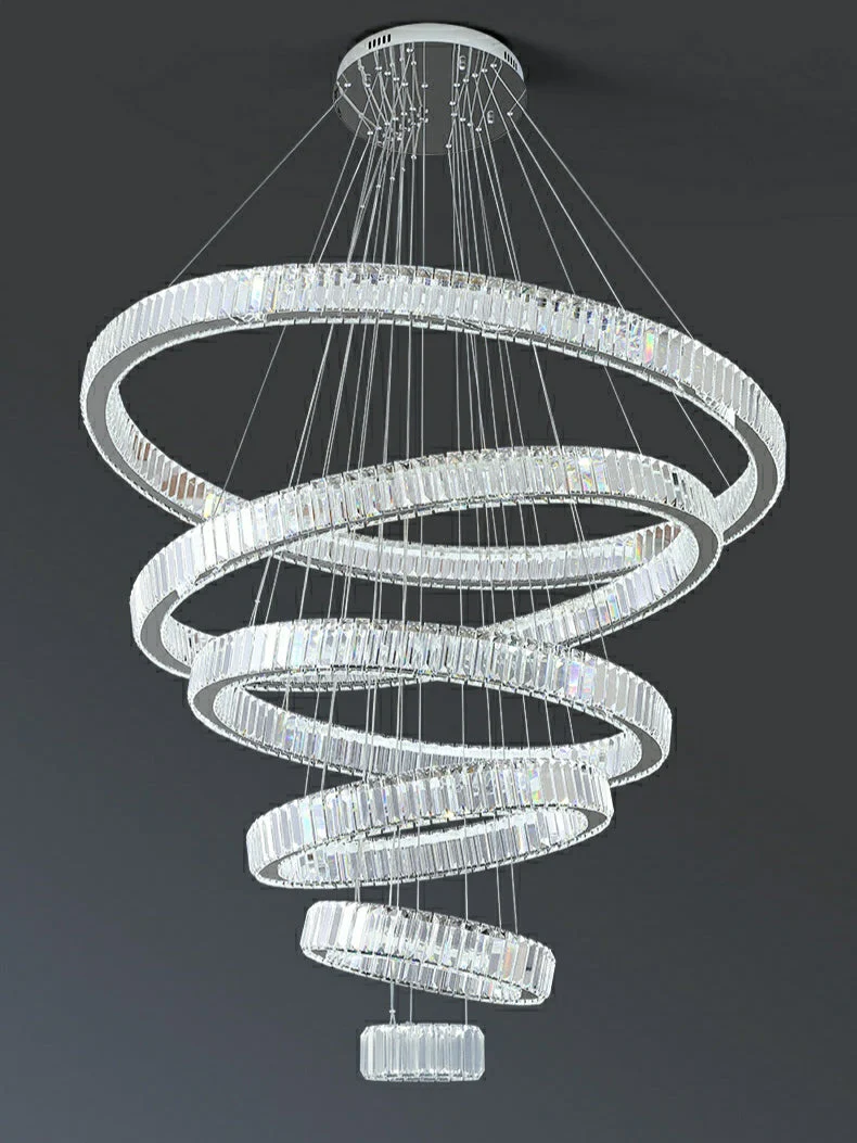 Modern Front Entryway Chandelier 3/4/5/6/7 Rings Crystal Gold/ Chrome Finish Ceiling Lamp - Image 12