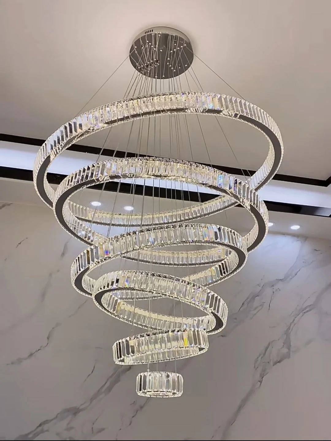 Modern Front Entryway Chandelier 3/4/5/6/7 Rings Crystal Gold/ Chrome Finish Ceiling Lamp - Image 13