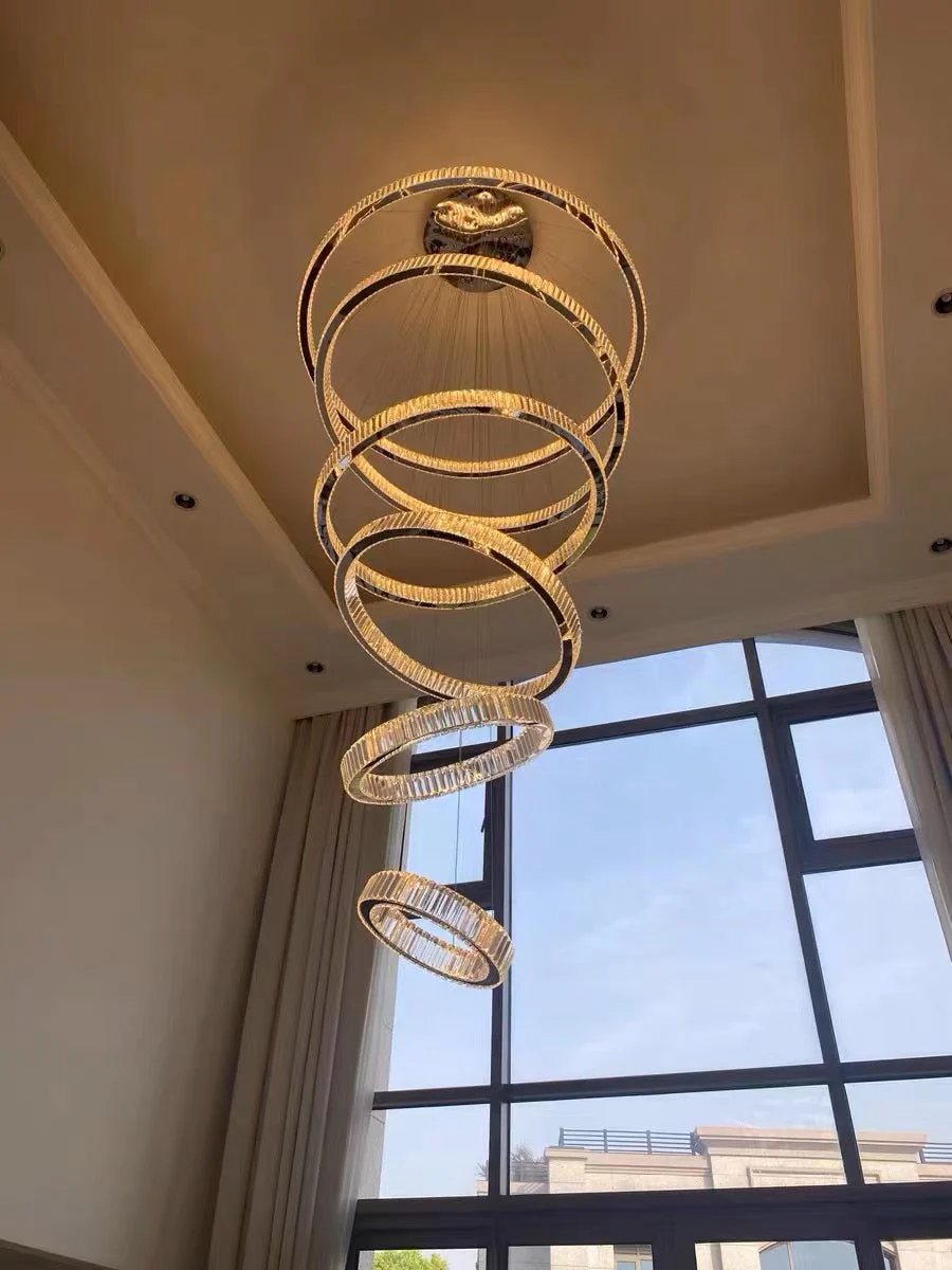 Modern Front Entryway Chandelier 3/4/5/6/7 Rings Crystal Gold/ Chrome Finish Ceiling Lamp - Image 17