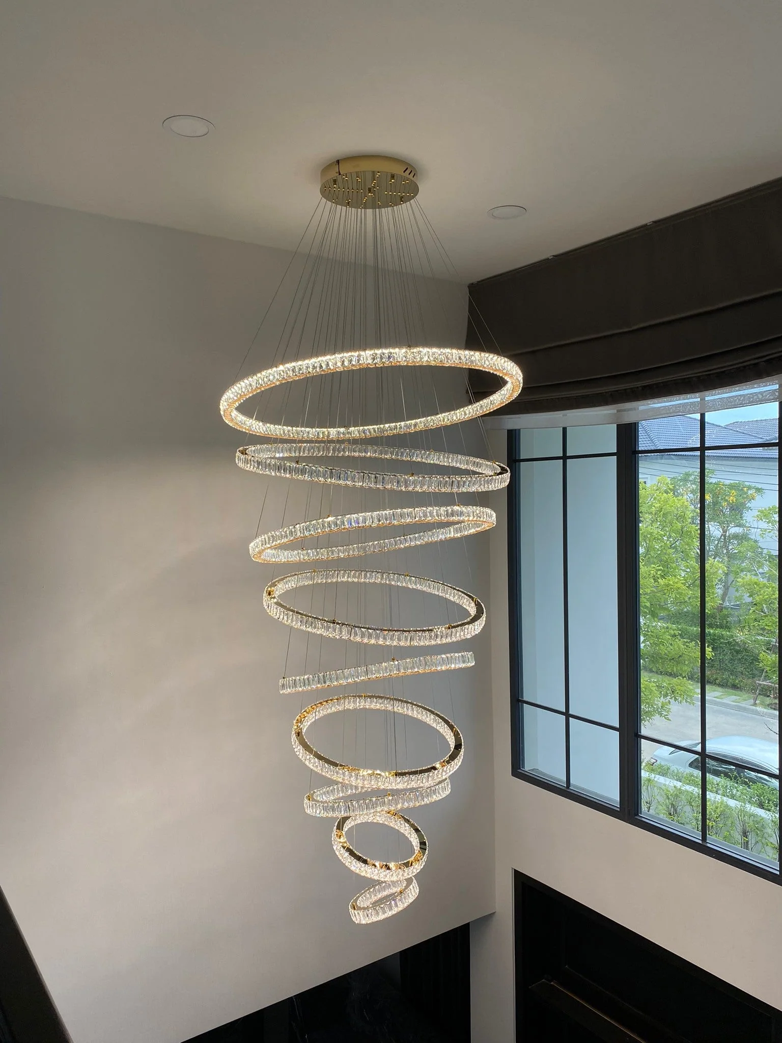 Modern Front Entryway Chandelier 3/4/5/6/7 Rings Crystal Gold/ Chrome Finish Ceiling Lamp - Image 18