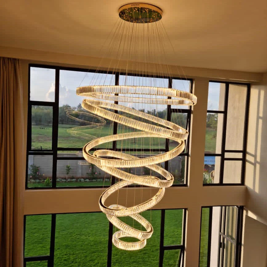 Modern Front Entryway Chandelier 3/4/5/6/7 Rings Crystal Gold/ Chrome Finish Ceiling Lamp - Image 2