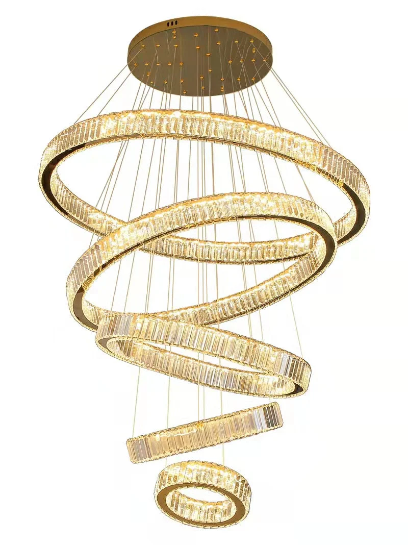 Modern Front Entryway Chandelier 3/4/5/6/7 Rings Crystal Gold/ Chrome Finish Ceiling Lamp - Image 22