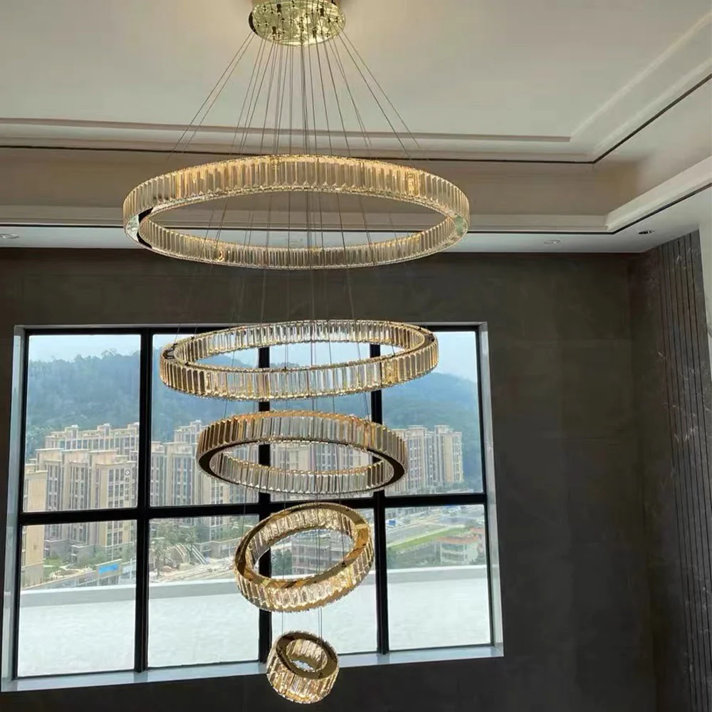 Modern Front Entryway Chandelier 3/4/5/6/7 Rings Crystal Gold/ Chrome Finish Ceiling Lamp - Image 3