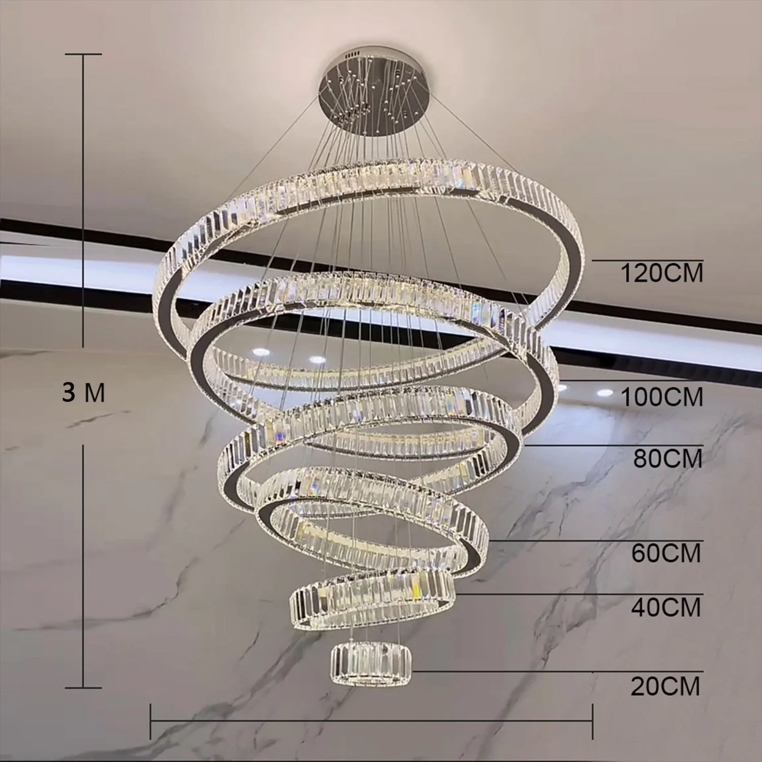 Modern Front Entryway Chandelier 3/4/5/6/7 Rings Crystal Gold/ Chrome Finish Ceiling Lamp - Image 30