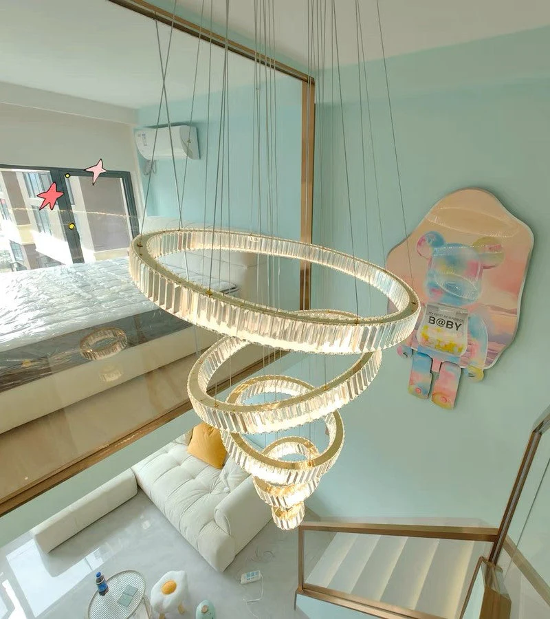 Modern Front Entryway Chandelier 3/4/5/6/7 Rings Crystal Gold/ Chrome Finish Ceiling Lamp - Image 4