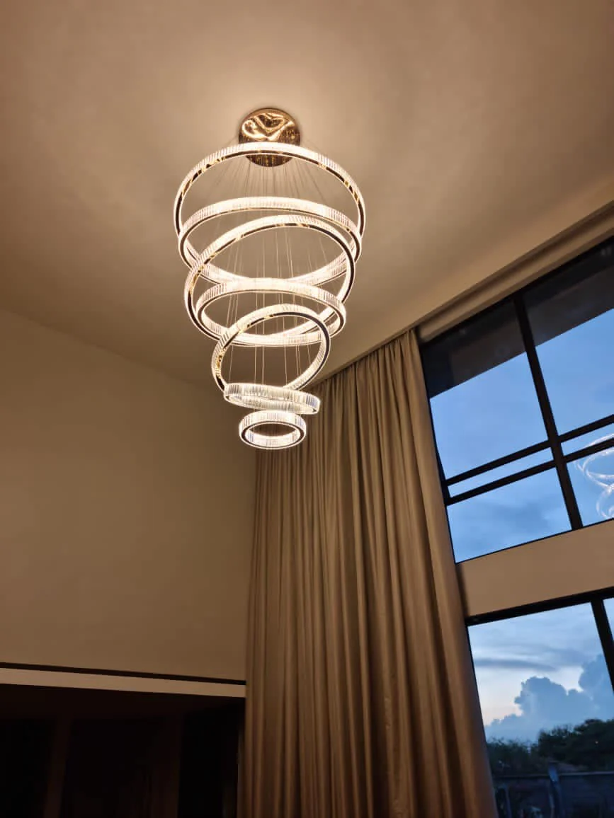 Modern Front Entryway Chandelier 3/4/5/6/7 Rings Crystal Gold/ Chrome Finish Ceiling Lamp - Image 5