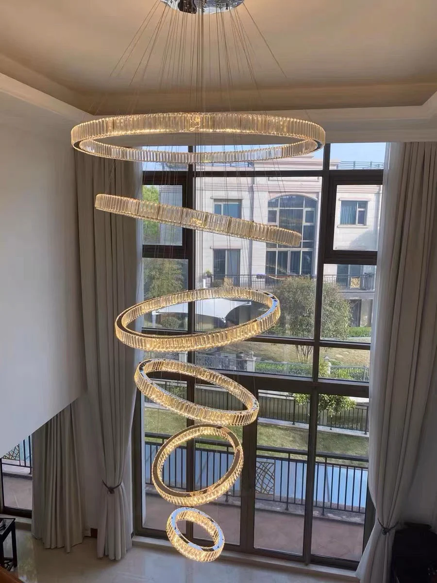 Modern Front Entryway Chandelier 3/4/5/6/7 Rings Crystal Gold/ Chrome Finish Ceiling Lamp - Image 6