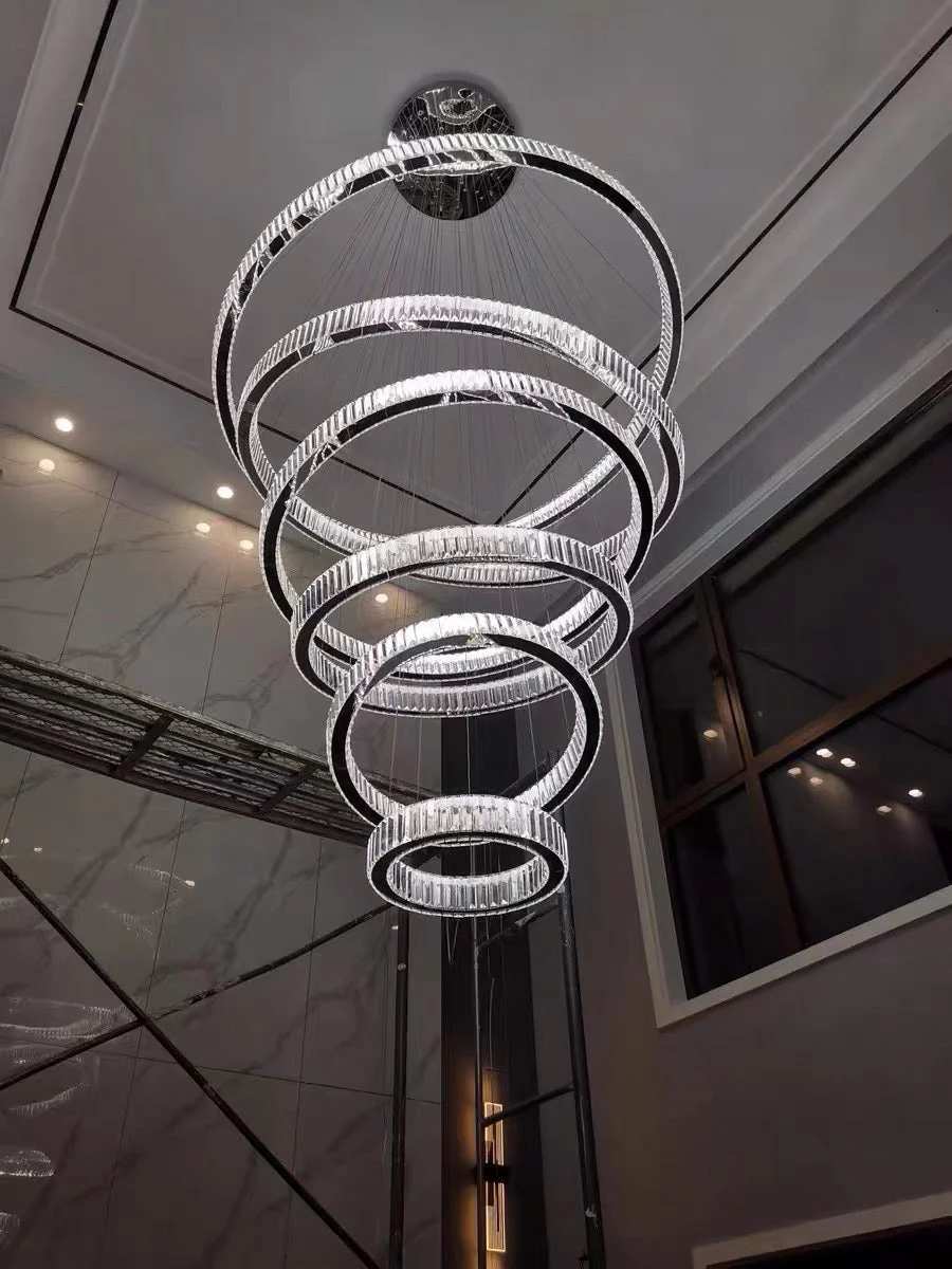 Modern Front Entryway Chandelier 3/4/5/6/7 Rings Crystal Gold/ Chrome Finish Ceiling Lamp - Image 7