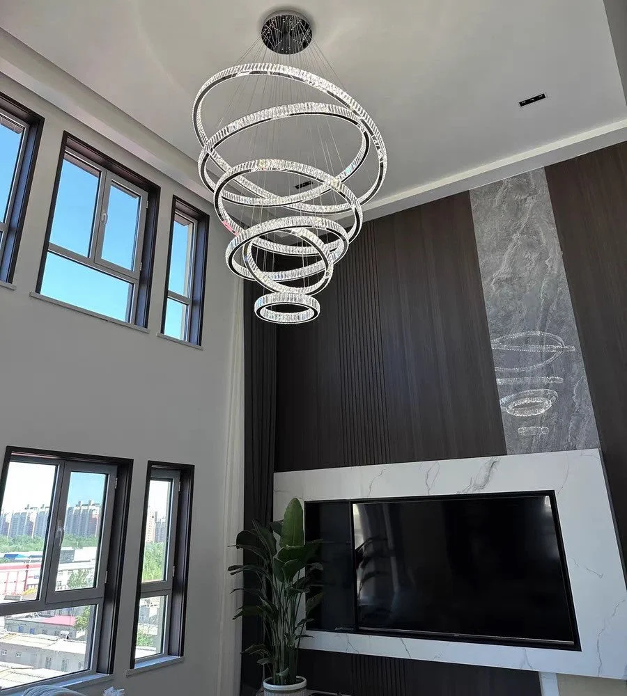 Modern Front Entryway Chandelier 3/4/5/6/7 Rings Crystal Gold/ Chrome Finish Ceiling Lamp - Image 8