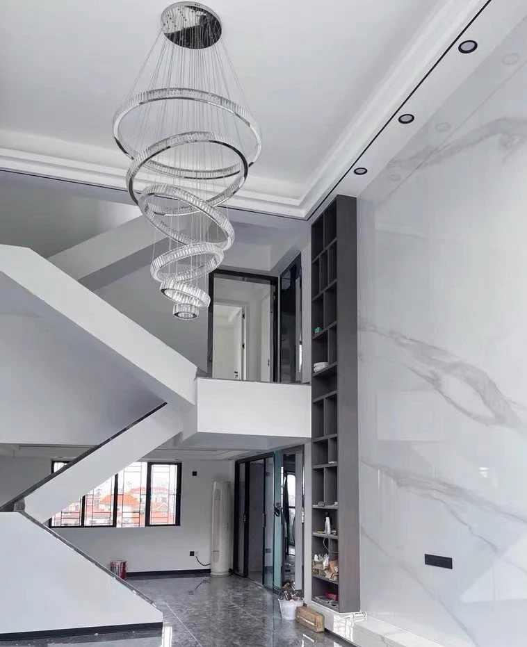 Modern Front Entryway Chandelier 3/4/5/6/7 Rings Crystal Gold/ Chrome Finish Ceiling Lamp - Image 9