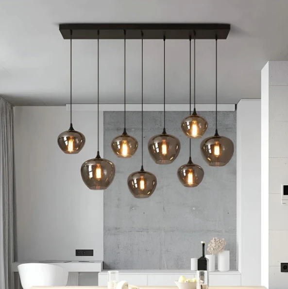 Modern Smoke Gray Glass Lamp Designer Chandelier for Cafe/Kitchen Island/Dining Room Style B - Image 5