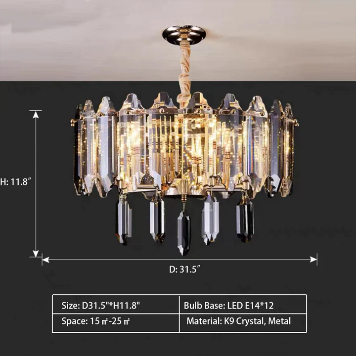 Modern Elegant Transparent Crystal Gold Chandelier Suit for Dining/Living Room - Image 9