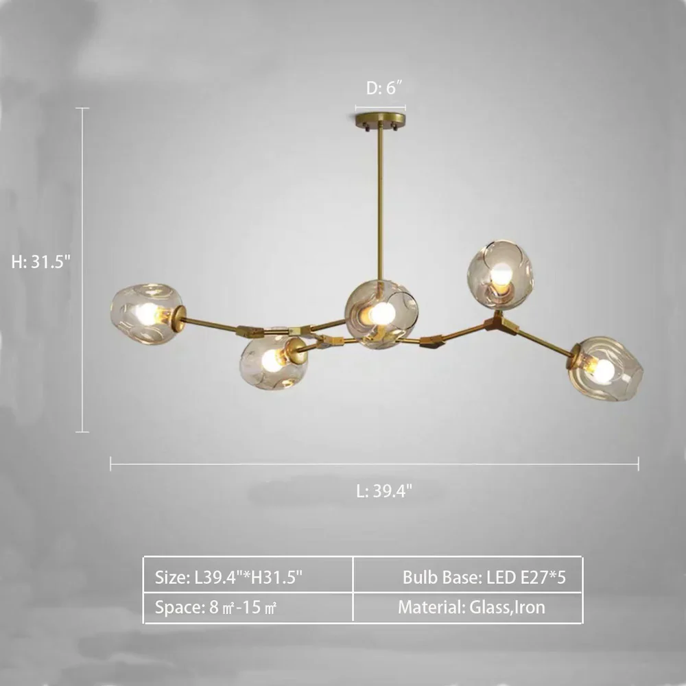 Modern Industrial Branch Chandelier with Multiple Glass Pendants Extra Large for Living or Dining Room - Image 11