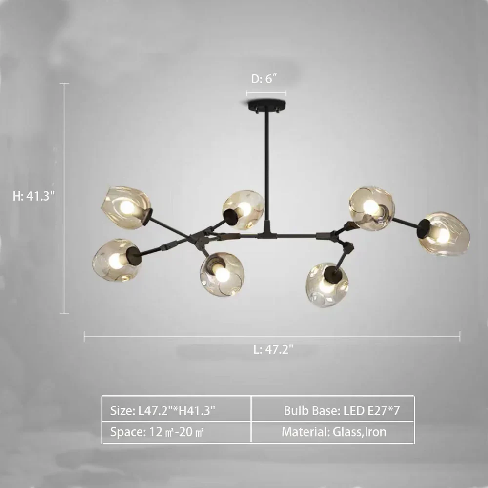 Modern Industrial Branch Chandelier with Multiple Glass Pendants Extra Large for Living or Dining Room - Image 12