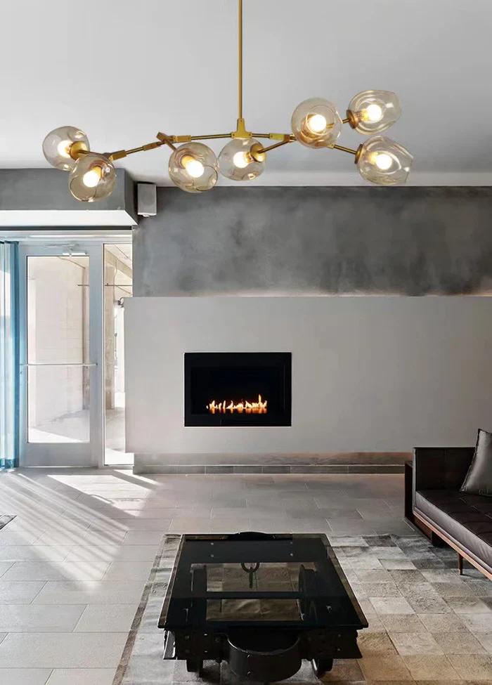 Modern Industrial Branch Chandelier with Multiple Glass Pendants Extra Large for Living or Dining Room - Image 5