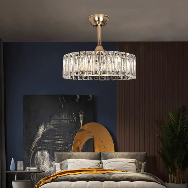 Modern Invisible Blade Fan Light Crystal Chandelier for Living/Dining Room/Bedroom - Image 4