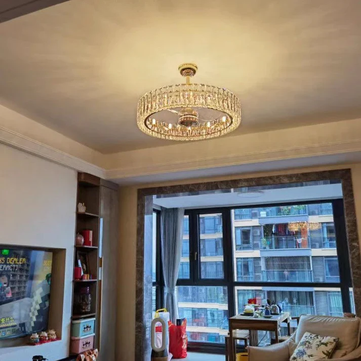 Modern Invisible Blade Fan Light Crystal Chandelier for Living/Dining Room/Bedroom - Image 5
