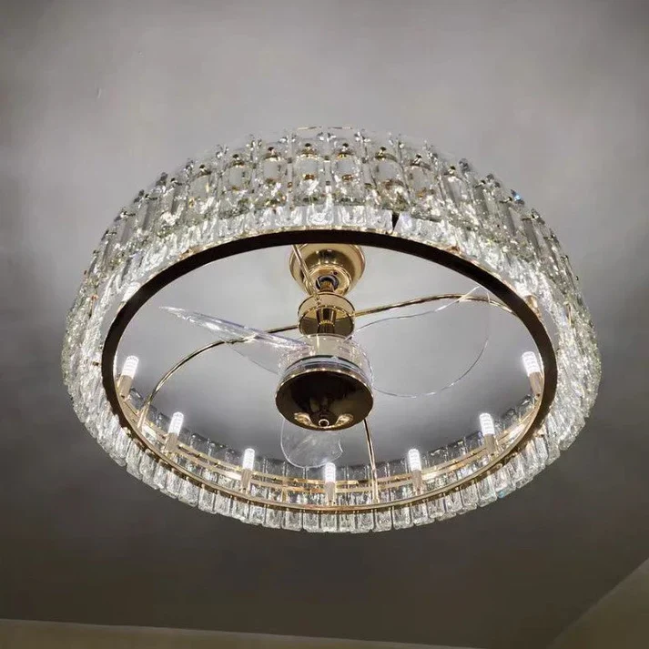 Modern Invisible Blade Fan Light Crystal Chandelier for Living/Dining Room/Bedroom - Image 7